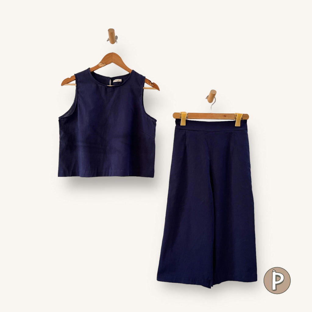 Pambahaymnl Sleeveless Culottes Linen Set