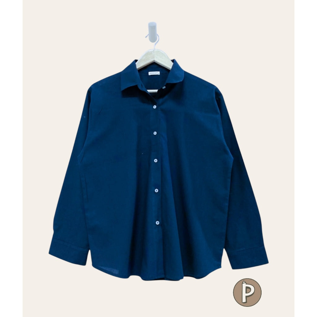 Pambahaymnl Linen Polo Longsleeve Top