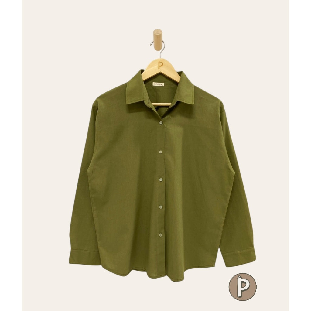 Pambahaymnl Linen Polo Longsleeve Top