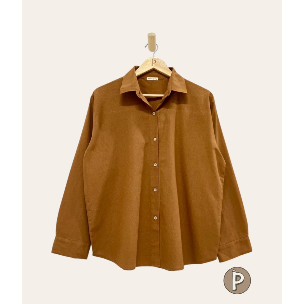 Pambahaymnl Linen Polo Longsleeve Top