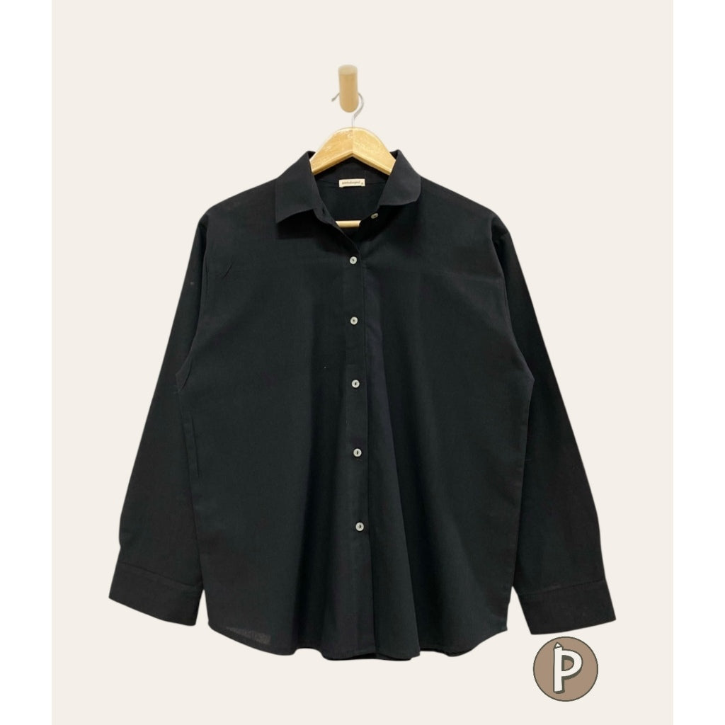 Pambahaymnl Linen Polo Longsleeve Top