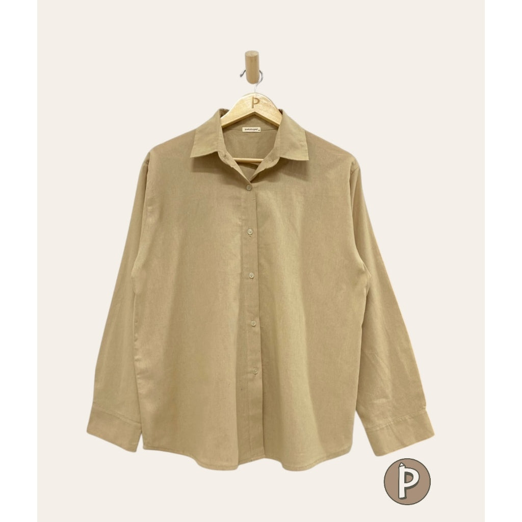 Pambahaymnl Linen Polo Longsleeve Top