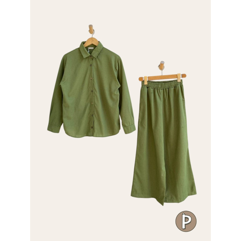 Pambahaymnl Longsleeve Linen Pants Set