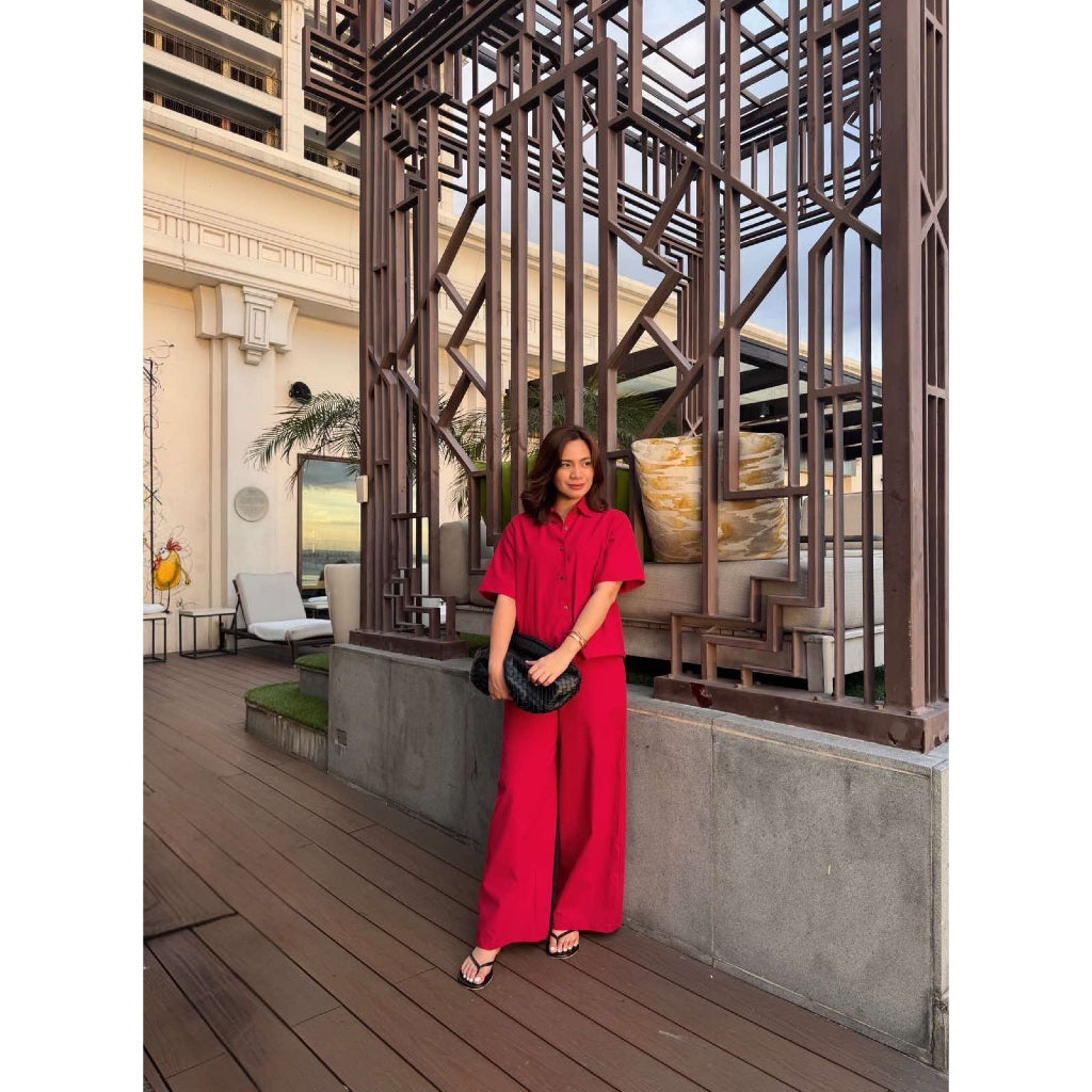 Pambahaymnl Buttoned Linen Pants Set