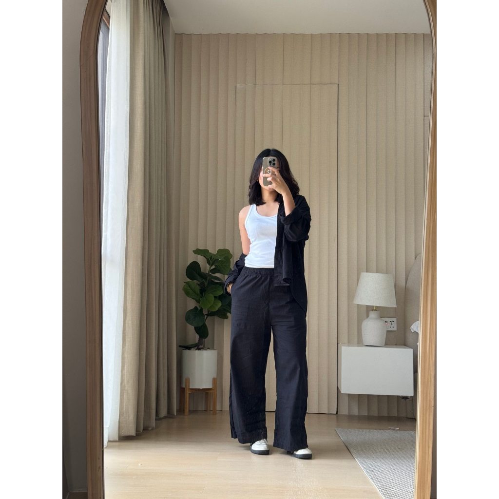 Pambahaymnl Longsleeve Linen Pants Set