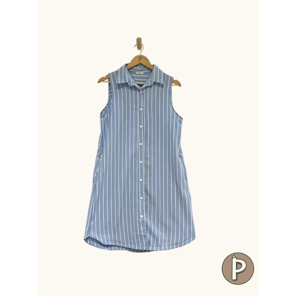 Pambahaymnl Linen Oxford Sleeveless Dress