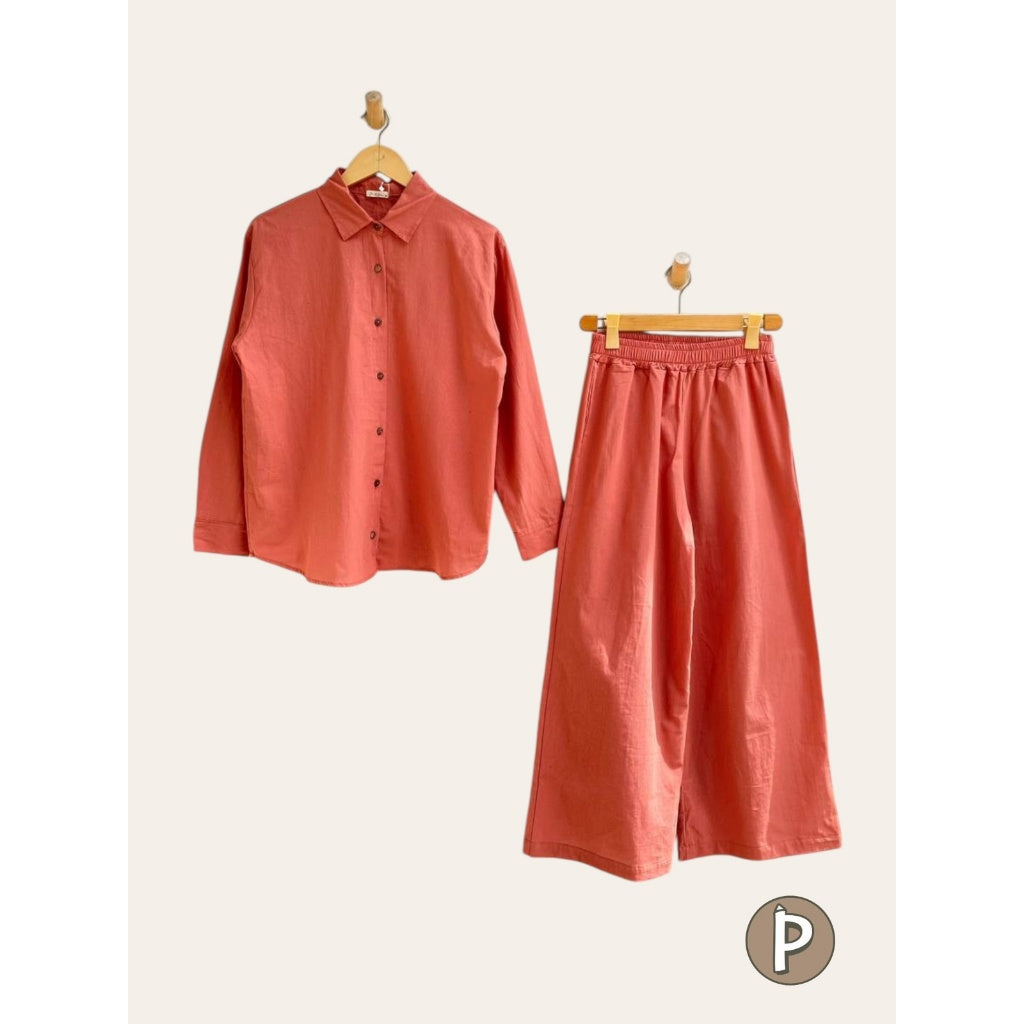 Pambahaymnl Longsleeve Linen Pants Set