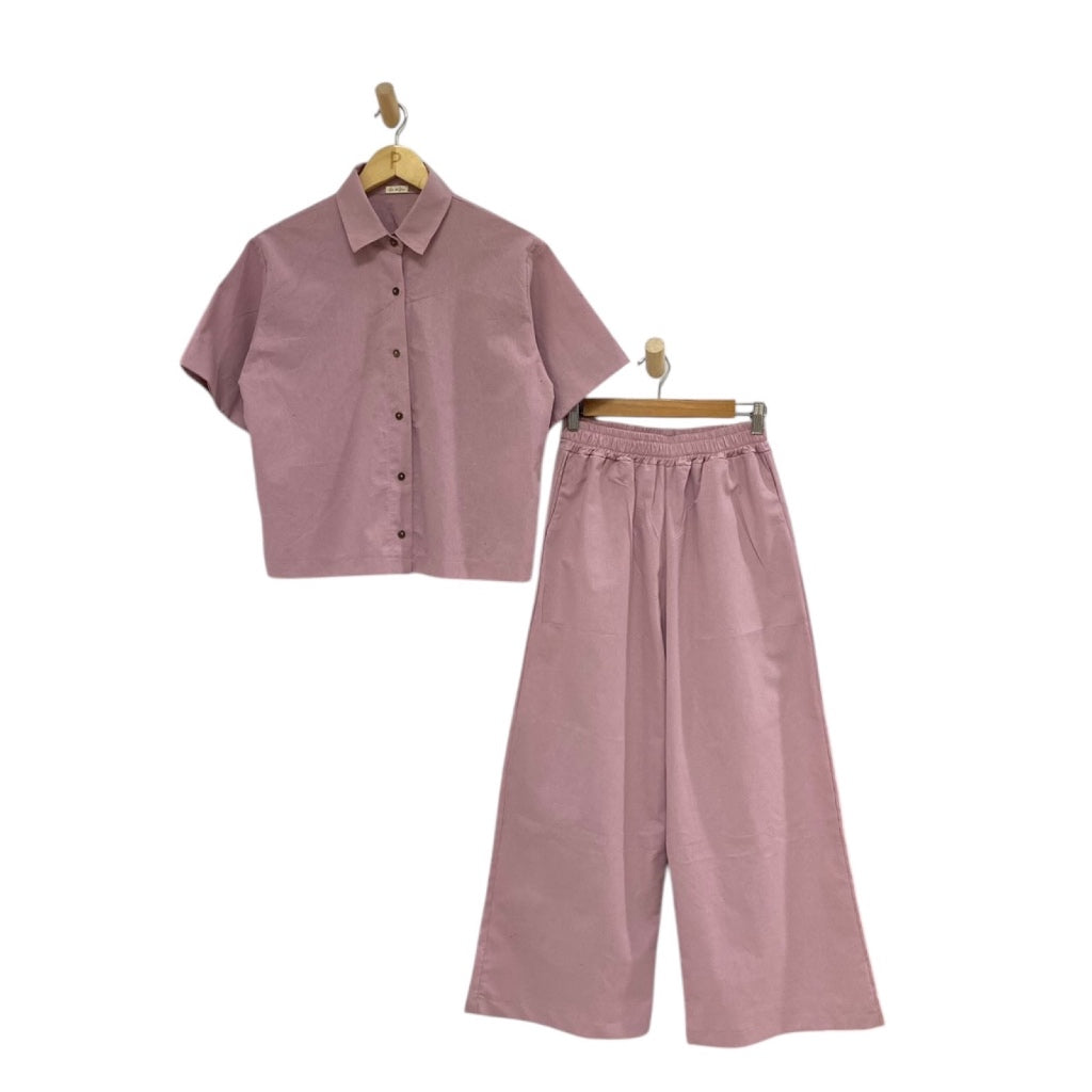 Pambahaymnl Buttoned Linen Pants Set