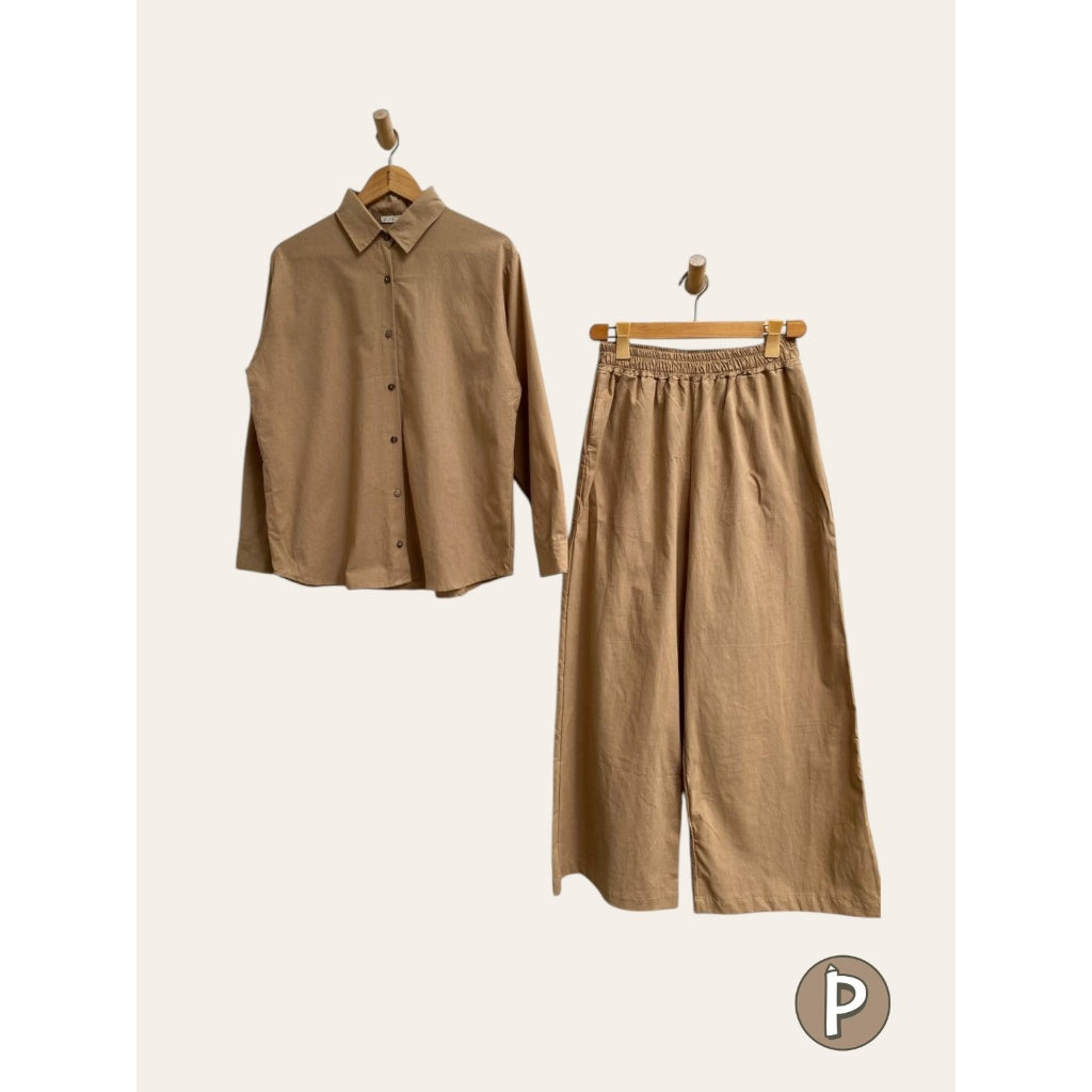 Pambahaymnl Longsleeve Linen Pants Set