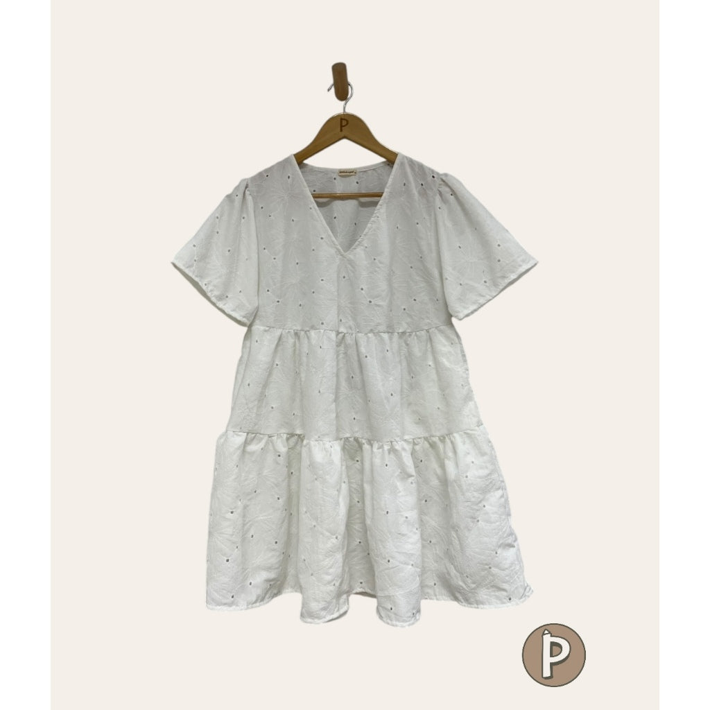 Pambahaymnl Eyelet Puff Sleeve Dress