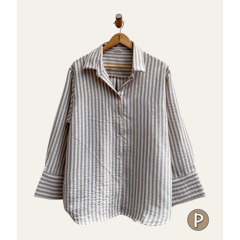 Pambahaymnl Lapel Stripes Linen Longsleeves