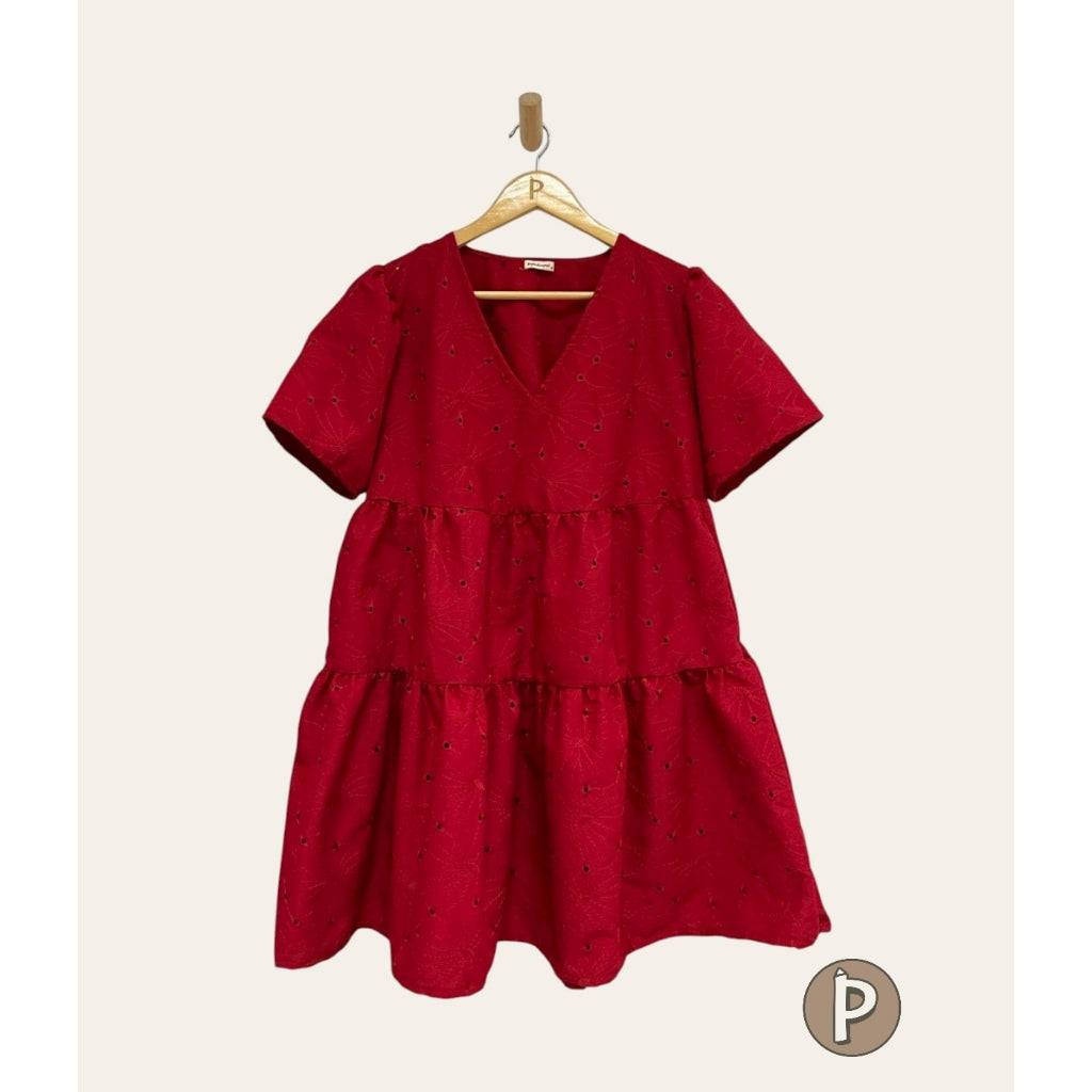 Pambahaymnl Eyelet Puff Sleeve Dress