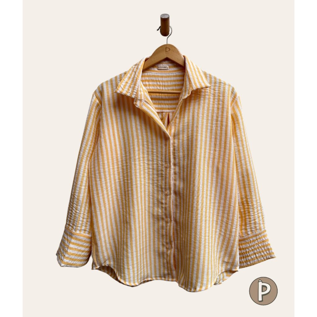 Pambahaymnl Lapel Stripes Linen Longsleeves