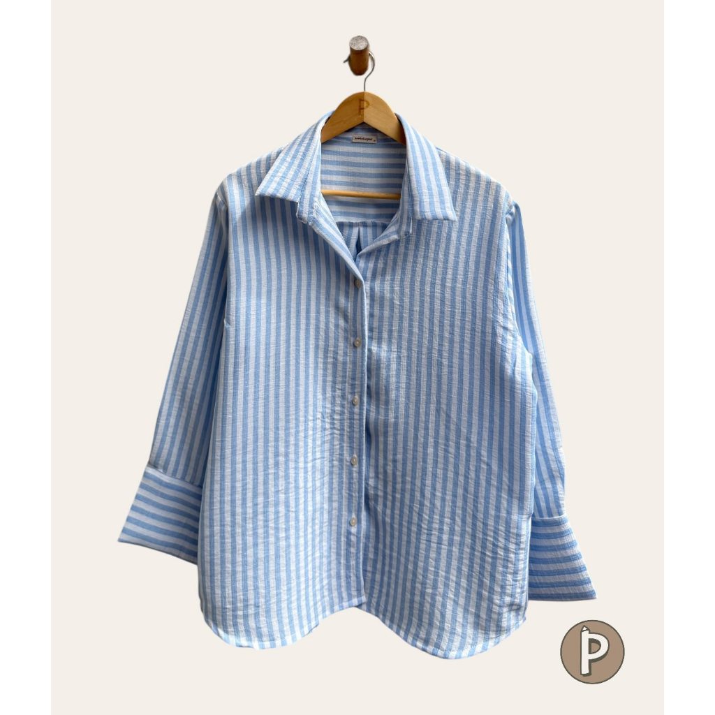 Pambahaymnl Lapel Stripes Linen Longsleeves