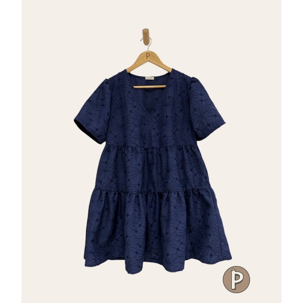 Pambahaymnl Eyelet Puff Sleeve Dress