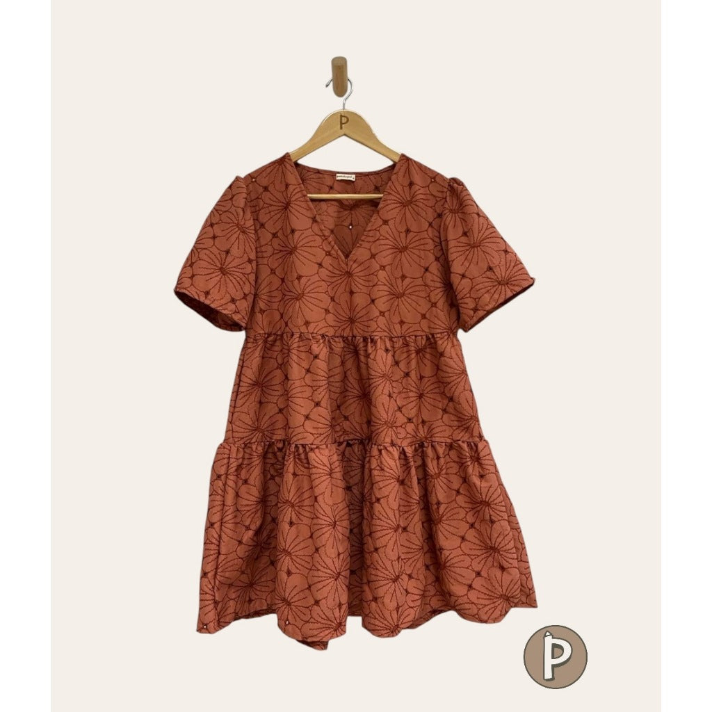 Pambahaymnl Eyelet Puff Sleeve Dress