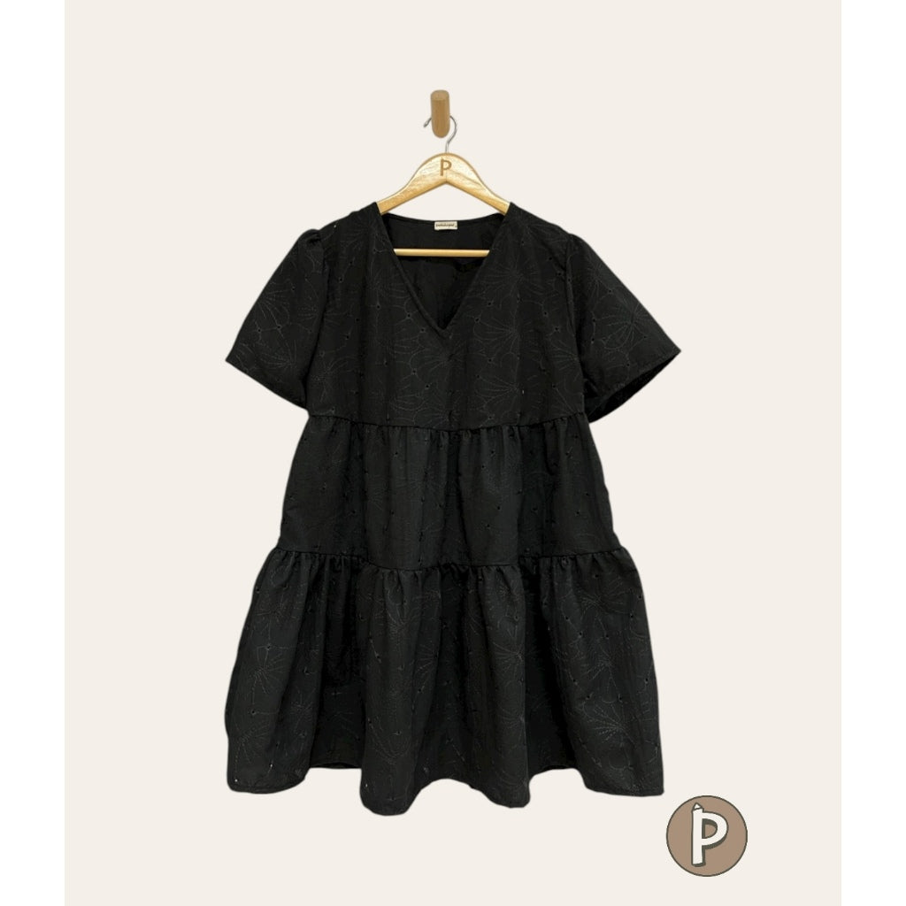 Pambahaymnl Eyelet Puff Sleeve Dress