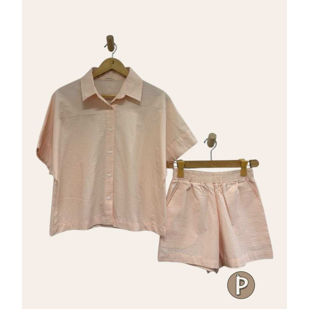 Pambahaymnl Batwing Buttoned Short Set