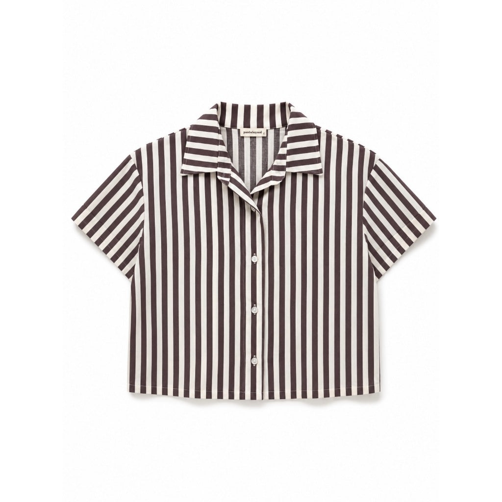 Pambahaymnl Striped Cropped Button Shirt
