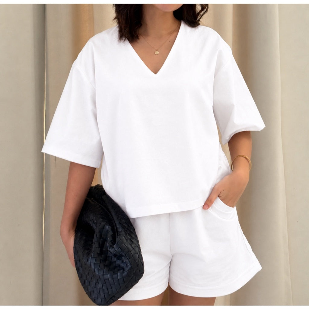 Pambahaymnl Vneck Linen Short Set