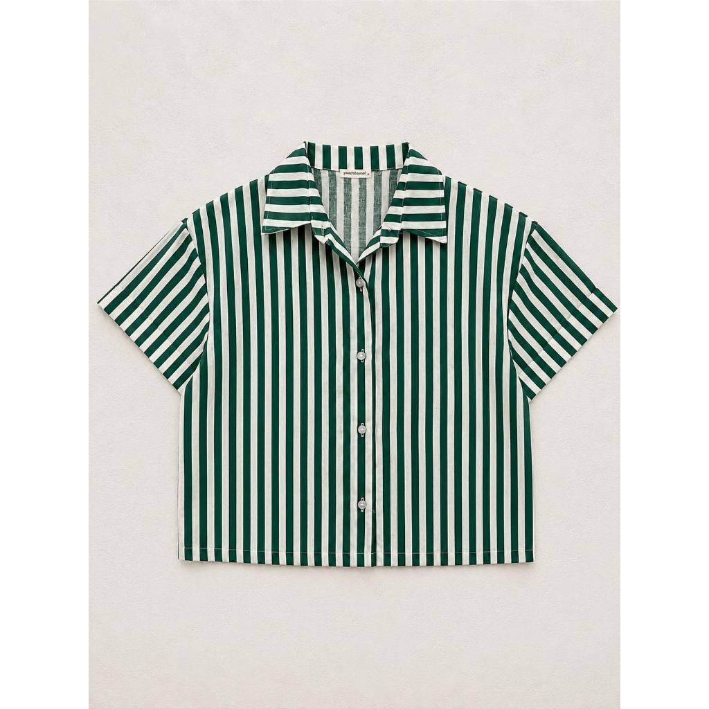 Pambahaymnl Striped Cropped Button Shirt