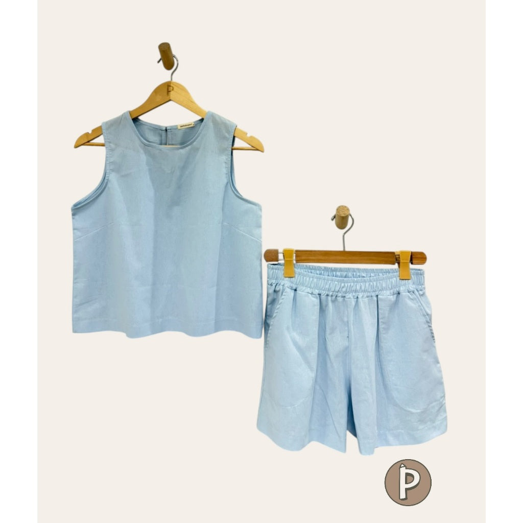 Pambahaymnl Sleeveless Linen Short Set (PRE ORDER)