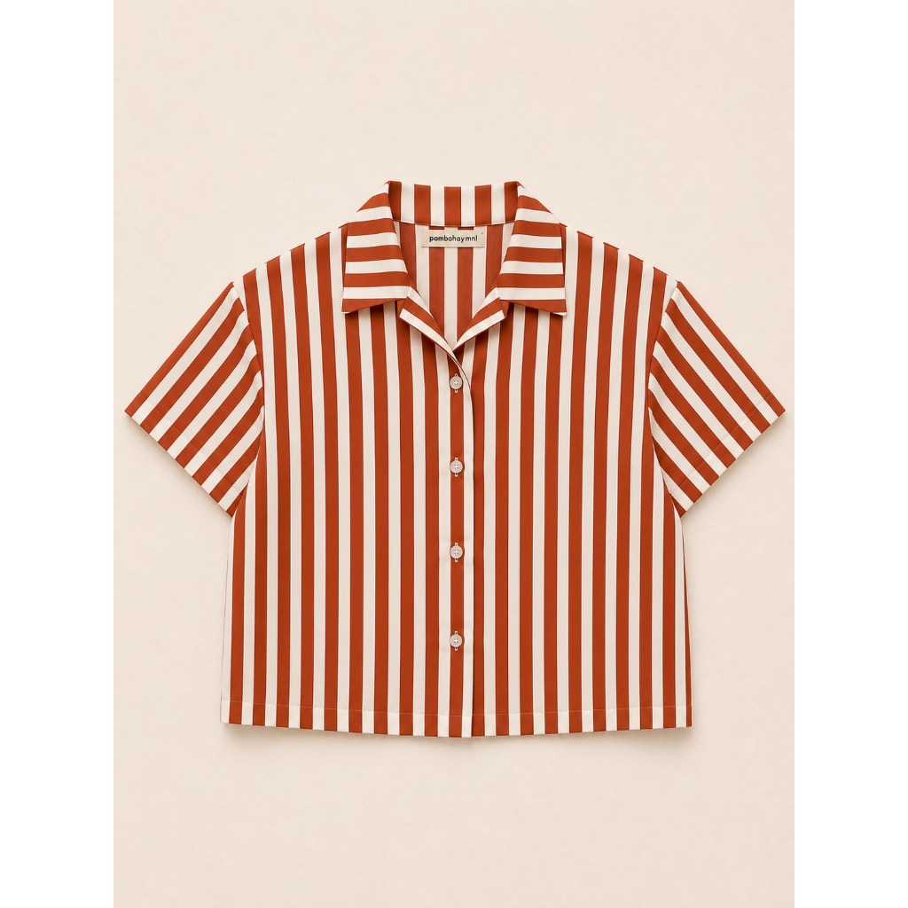 Pambahaymnl Striped Cropped Button Shirt