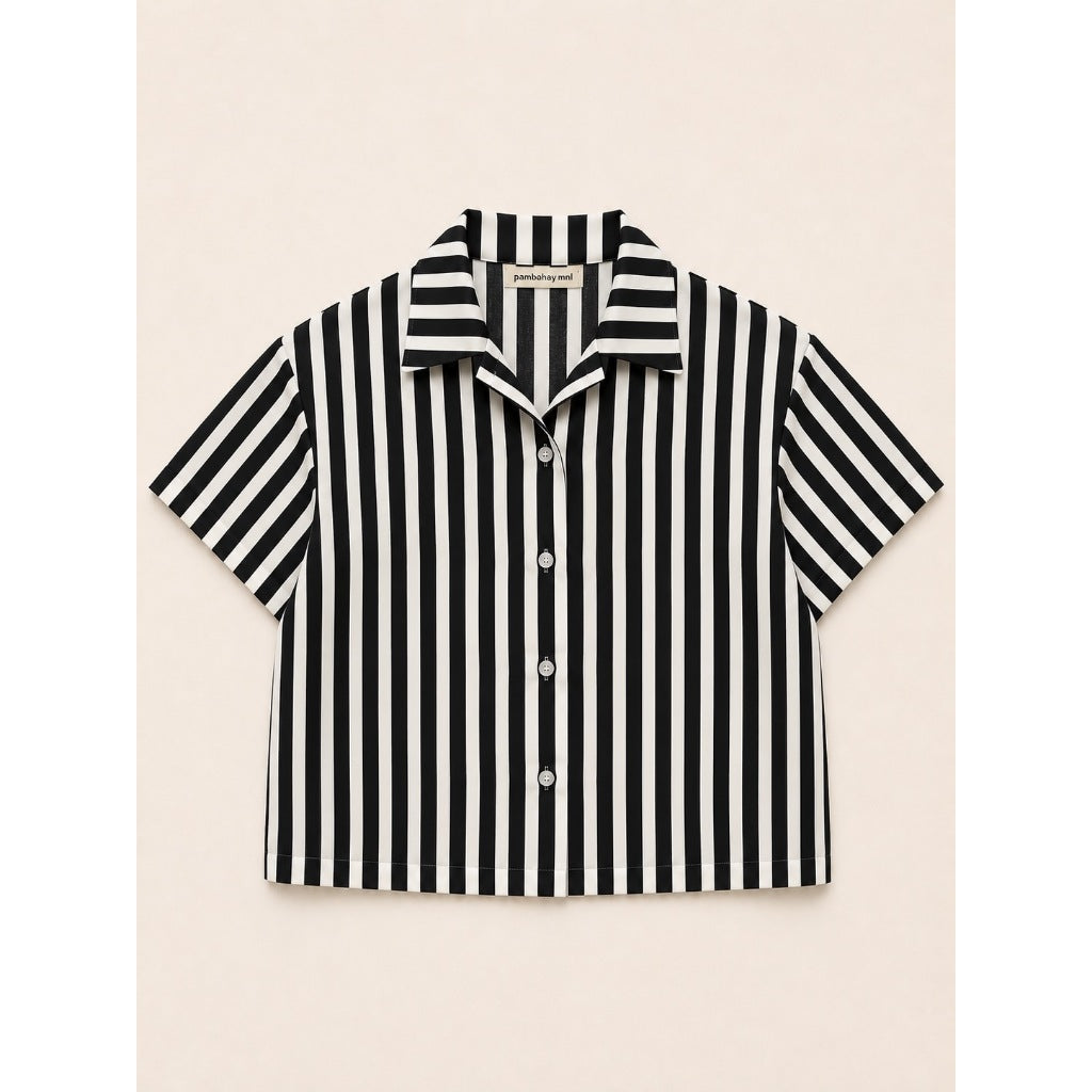Pambahaymnl Striped Cropped Button Shirt
