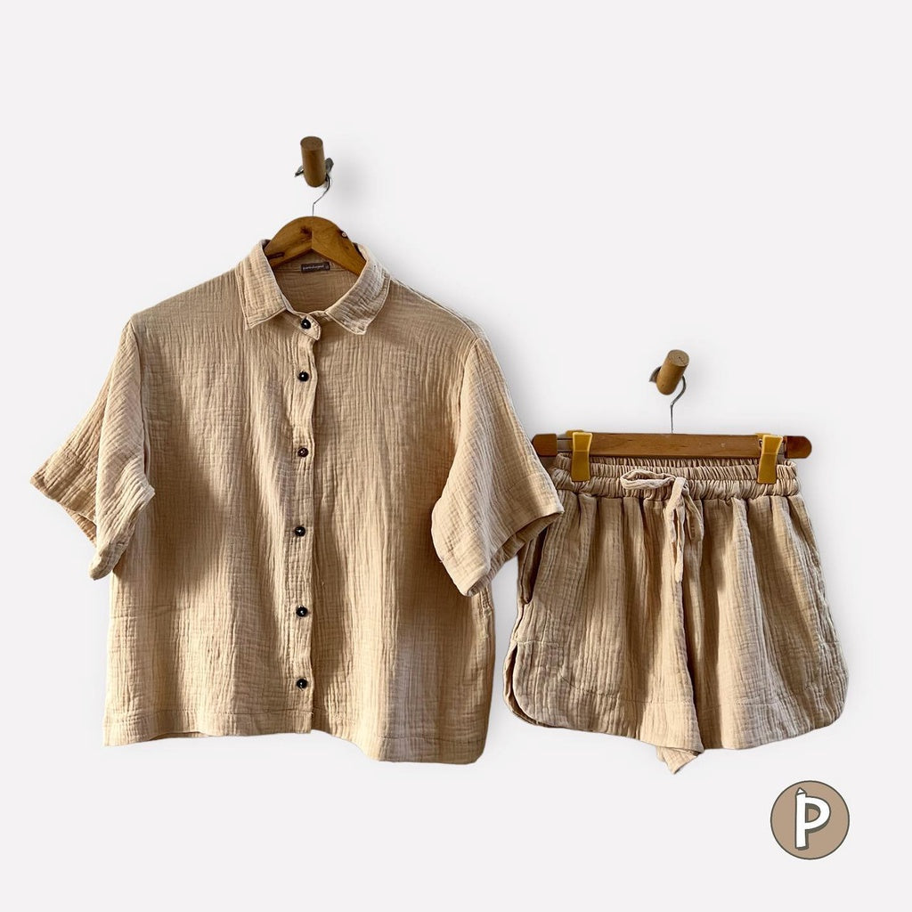 Pambahaymnl Buttoned Double Gauze Set