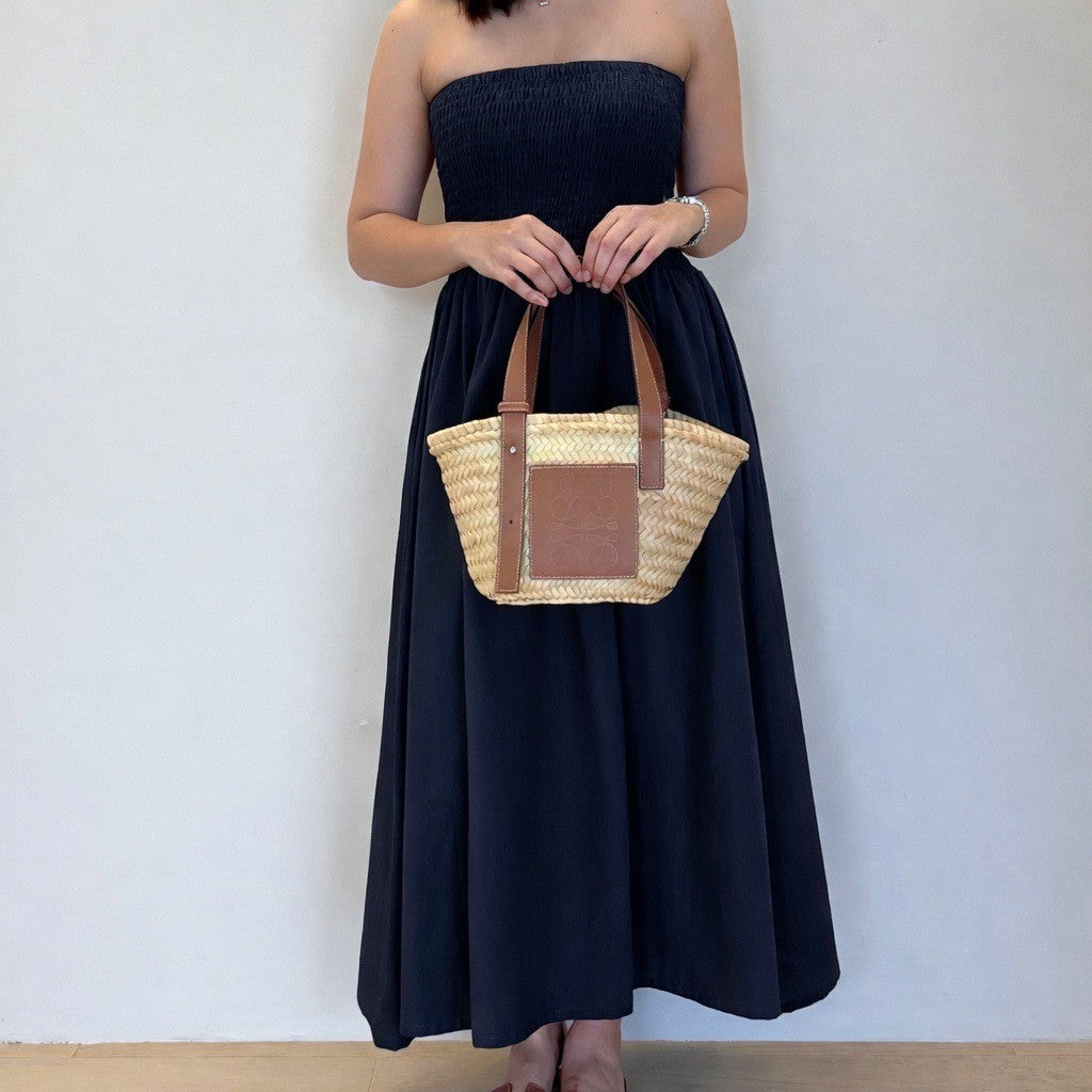 Pambahaymnl Smocked Linen Midi Dress
