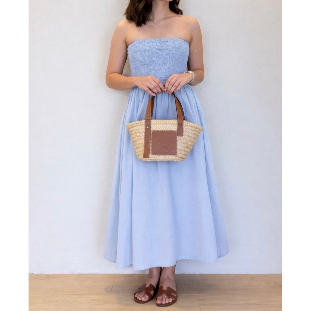 Pambahaymnl Smocked Linen Midi Dress