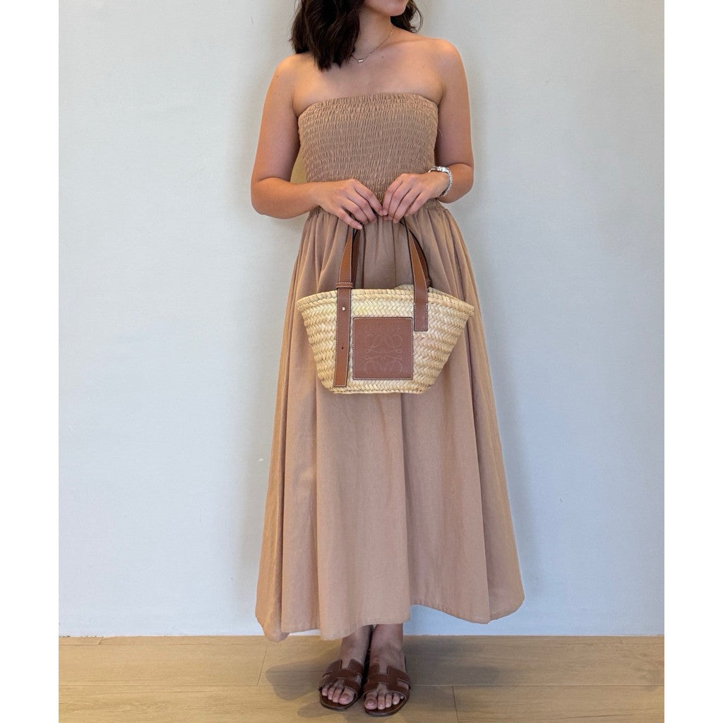 Pambahaymnl Smocked Linen Midi Dress