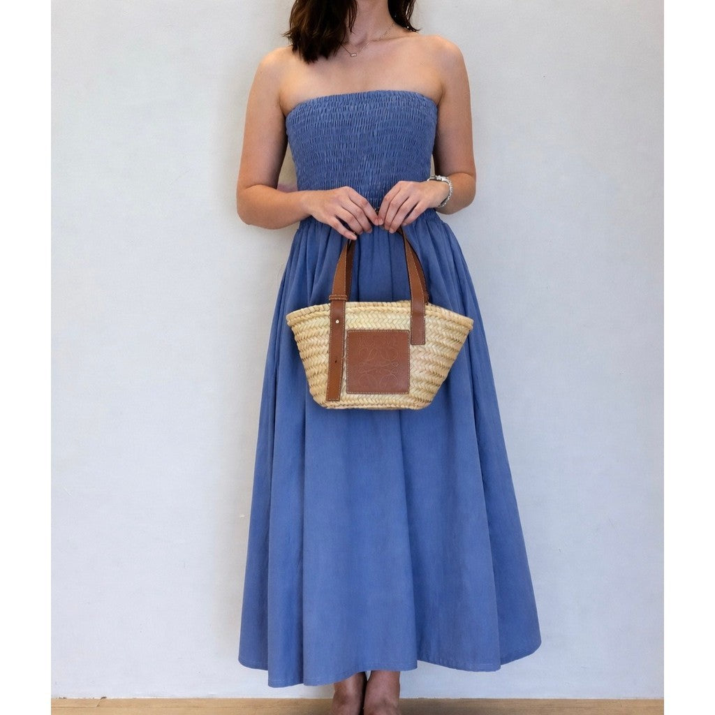 Pambahaymnl Smocked Linen Midi Dress