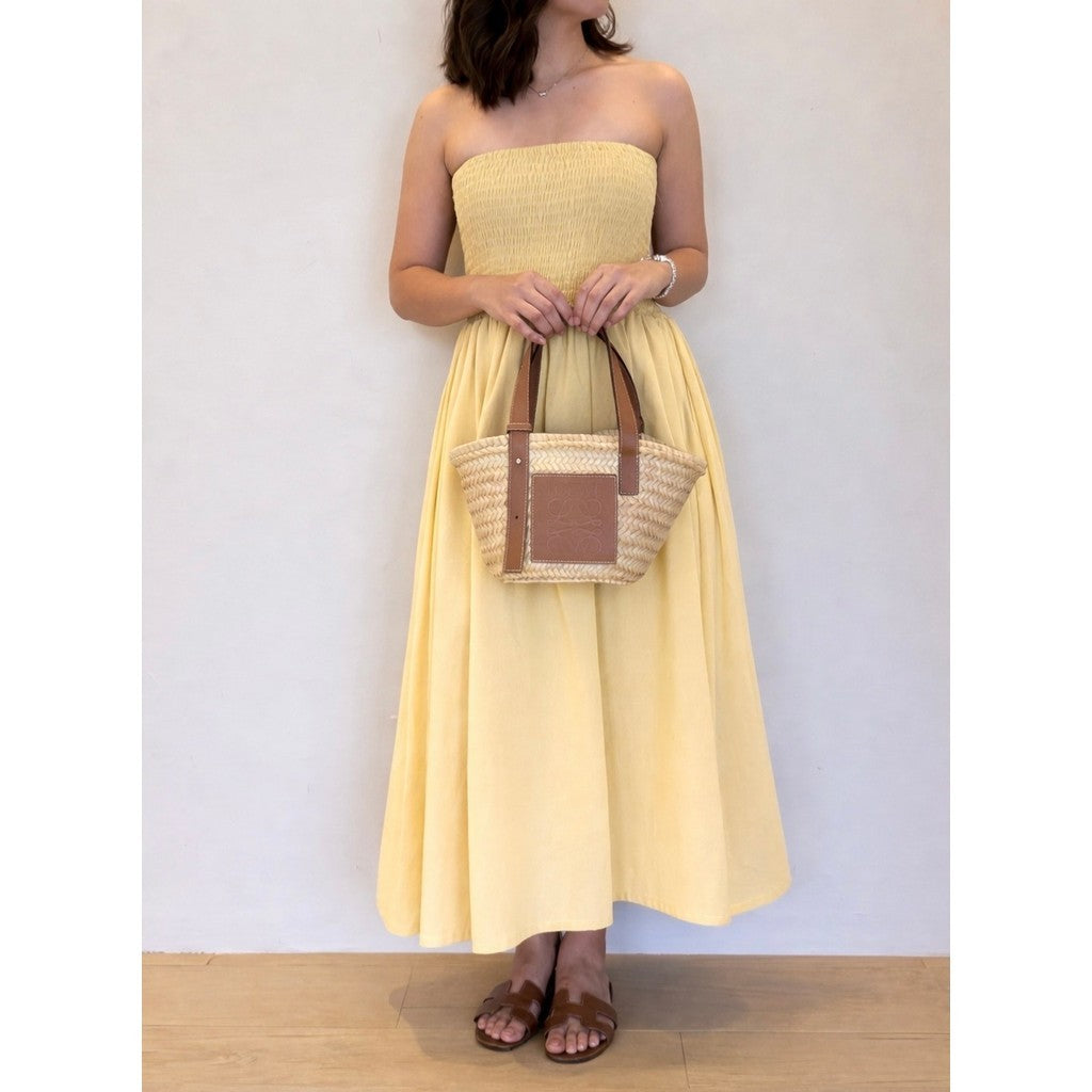 Pambahaymnl Smocked Linen Midi Dress