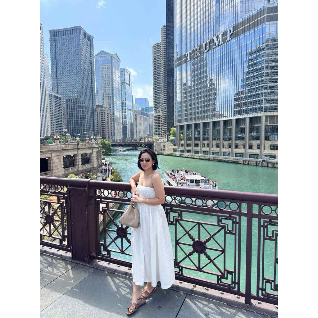 Pambahaymnl Smocked Linen Midi Dress