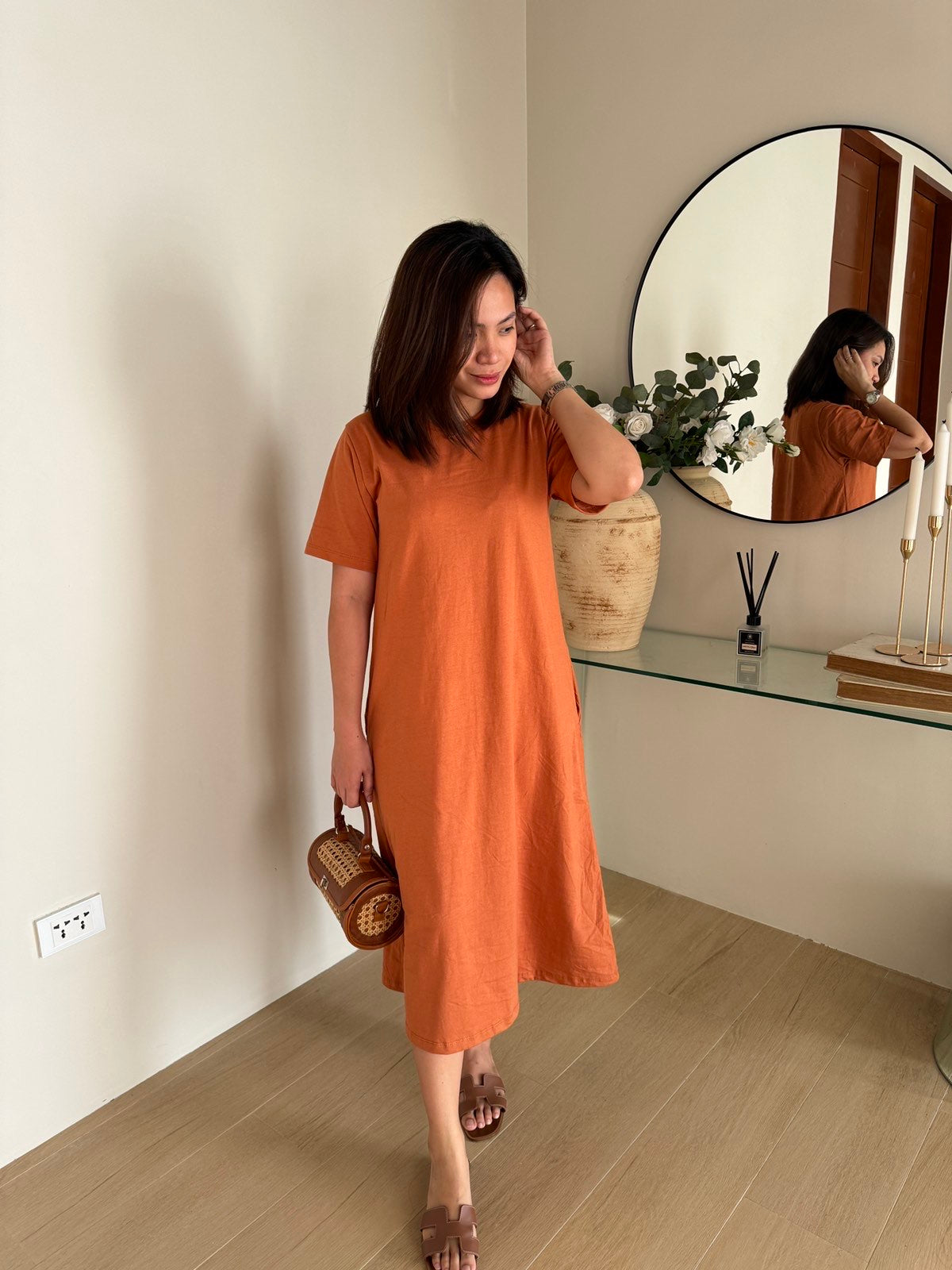 Pambahaymnl Cotton Short Sleeve A- Line Dress